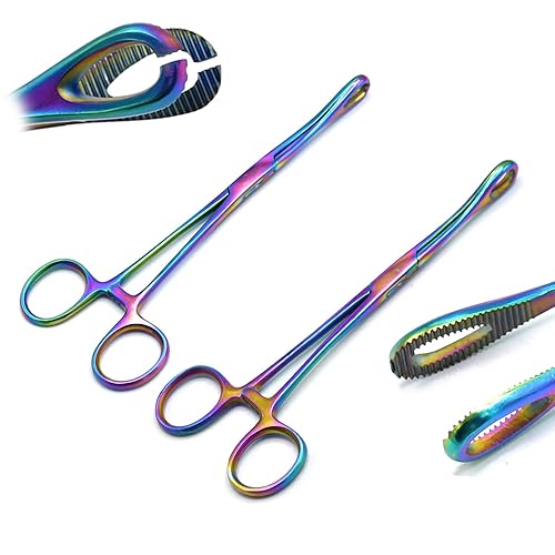 Pinzas de esponja (7.0 in), multicolor sin ranurar y ranurado, instrumentos de perforación para el cuerpo