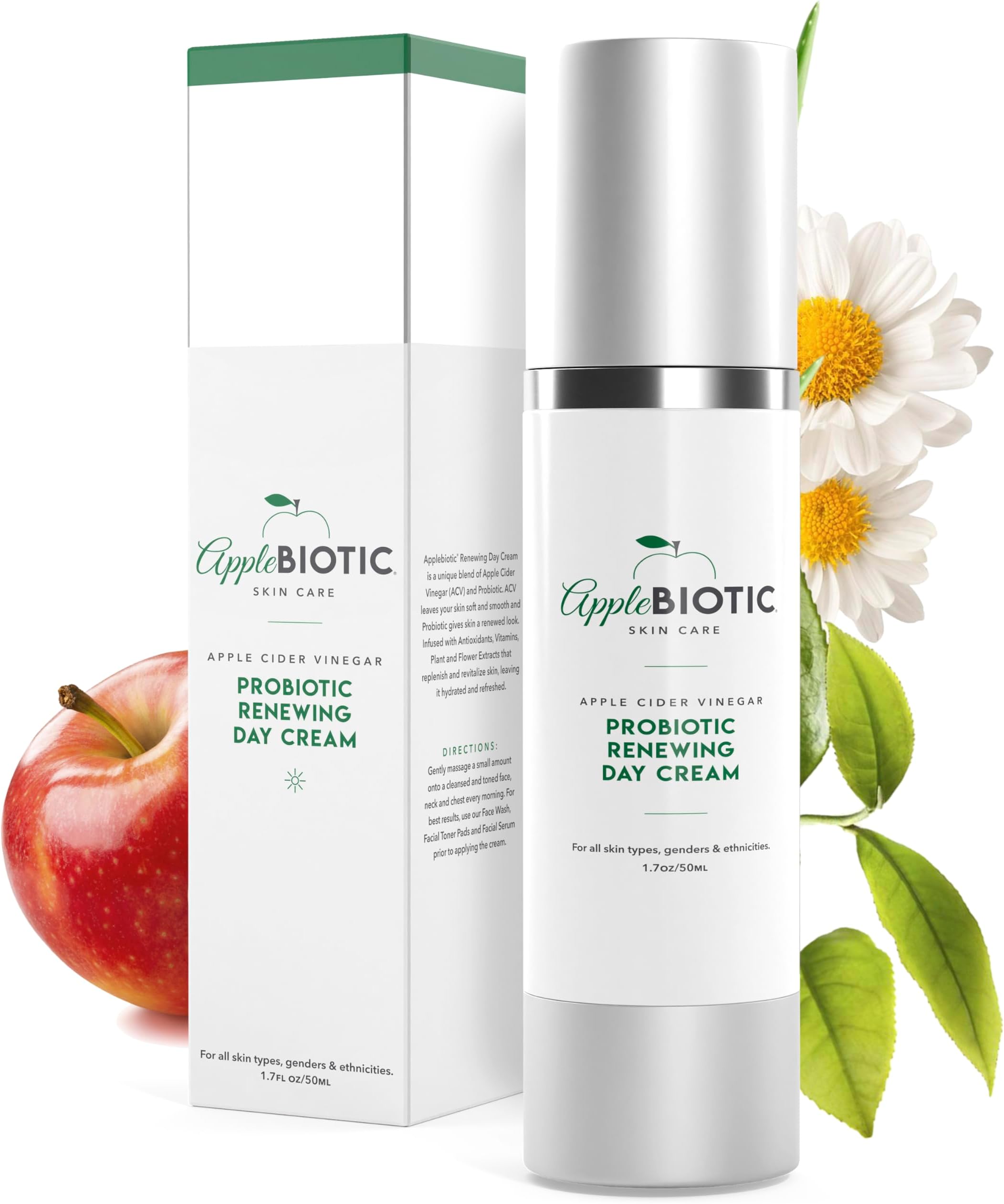 Hydrating Face Cream-For Dry, Oily, Sensitive Skin, Fast Absorbing, Naturally-Derived with Green Tea, Chamomile, Aloe, Fragrance Free, 1.7 OZ