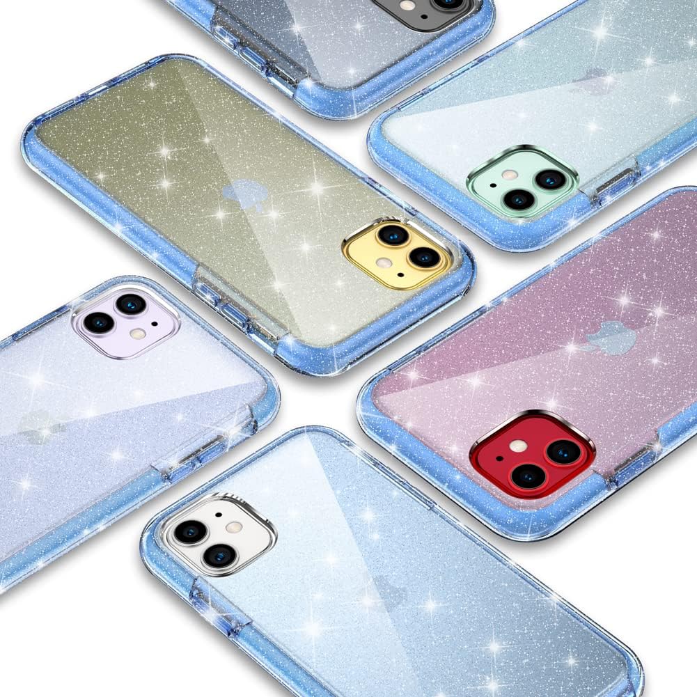 COOLQO Compatible for iPhone 11 Case, with [2 x Tempered Glass Screen Protector] Clear Glitter Sparkle 360 Full Body Coverage Soft Silicone + Hard PC 3in1 Shockproof Protective Phone Cover Green