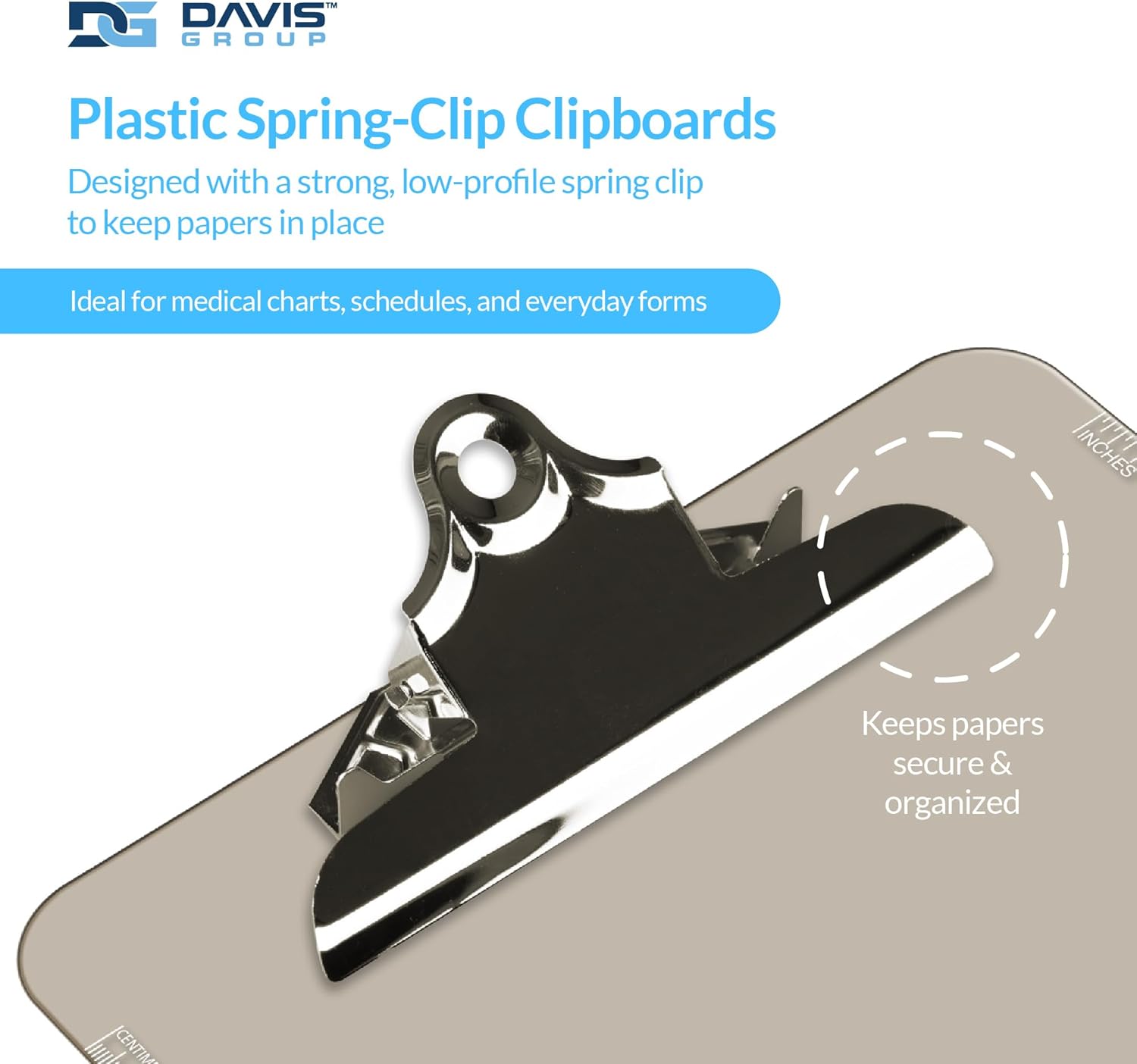 Pack of 6 Plastic Clipboards with Spring Clip, Durable Writing Boards for Work, Class, and Nursing Use, 9" x 12.5", Smoke