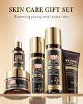 Ensemble de soins de la peau, 5 en 1 Hydratant & Ensemble hydratant pour soins de la peau, kit de soin du visage avec nettoyant, toner, sérum pour les yeux, sérum visage, crème pour le visage, kit cadeau de Noël pour les mères âgées maman
