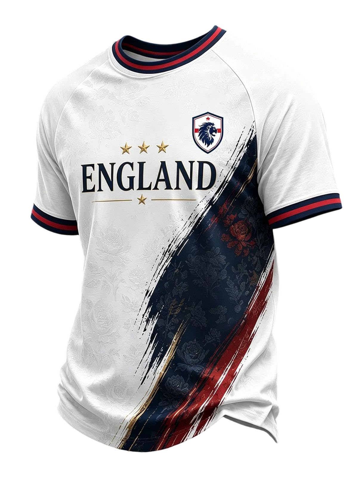 England World Cṳp Football Shirt 2026 Short Sleeve T Shirt for Supporters of Football Casual Lions Print Crewneck Top Outdoor Sports Shirts for Men