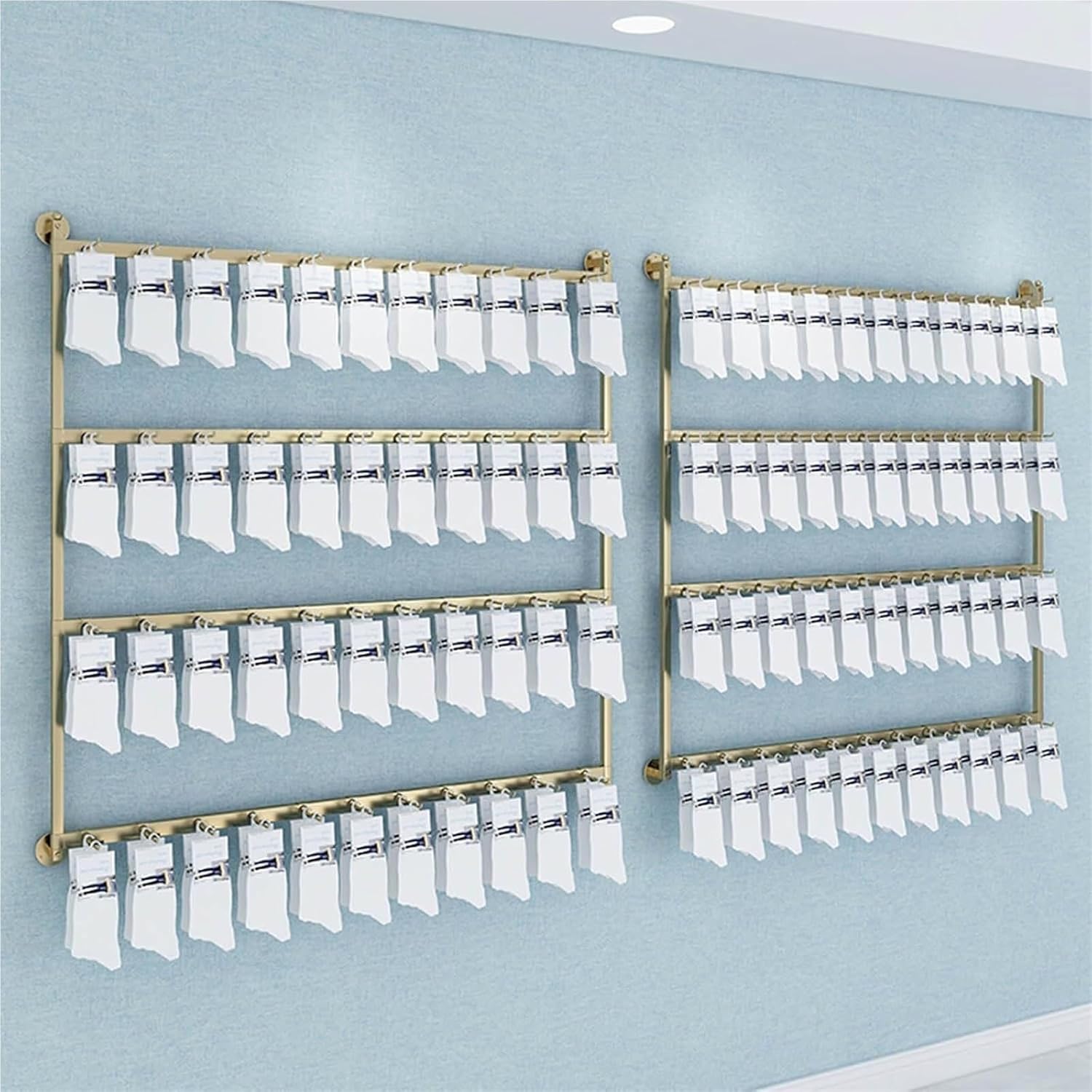 4 Layers Retail Organizer Stand, Metal, Sock Display Rack, Commercial Store Shelf, Wall-Mounted, for Handbags, Wreaths, Hats, Scarves, Jewelry & Crafts,(Gold,150 * 120cm)