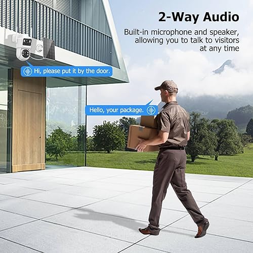 Miniatura 7 de Kurain Cámara de seguridad solar inalámbrica de 6 MP para exteriores, WiFi 2.4G y 5G, panorámica y de seguimiento de doble lente 2 en 1 para
