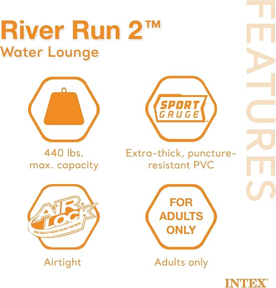 INTEX River Run 2 Inflatable 2-Person Floating Lake Lounge, 3-Pack