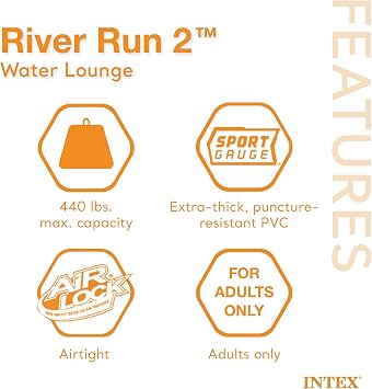 INTEX River Run 2 Inflatable 2-Person Floating Lake Lounge, 3-Pack