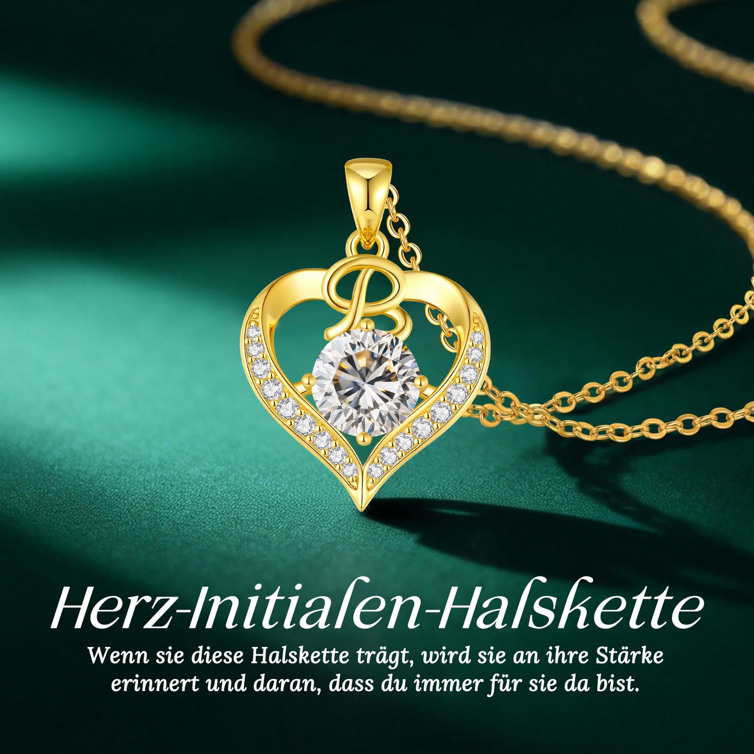 LOUISA SECRET Halskette Damen A-Z Großbuchstabeninitialen | Liebesherz-Anhänger Vergoldet, Personalisiertes Schmuckgeschenk für Frauen,Ehefrau,Mutter,Jubiläen,Geburtstage,Muttertag