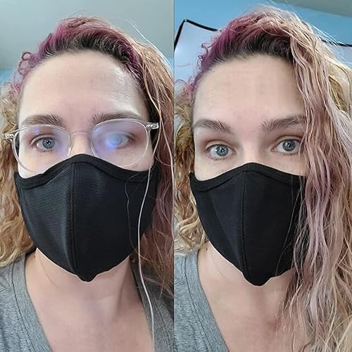 Miniatura 4 de comfso Paquete de 5 mascarillas faciales de tela reutilizables de 3 capas (tamaño mediano) transpirables con lazo ajustable para las orejas,