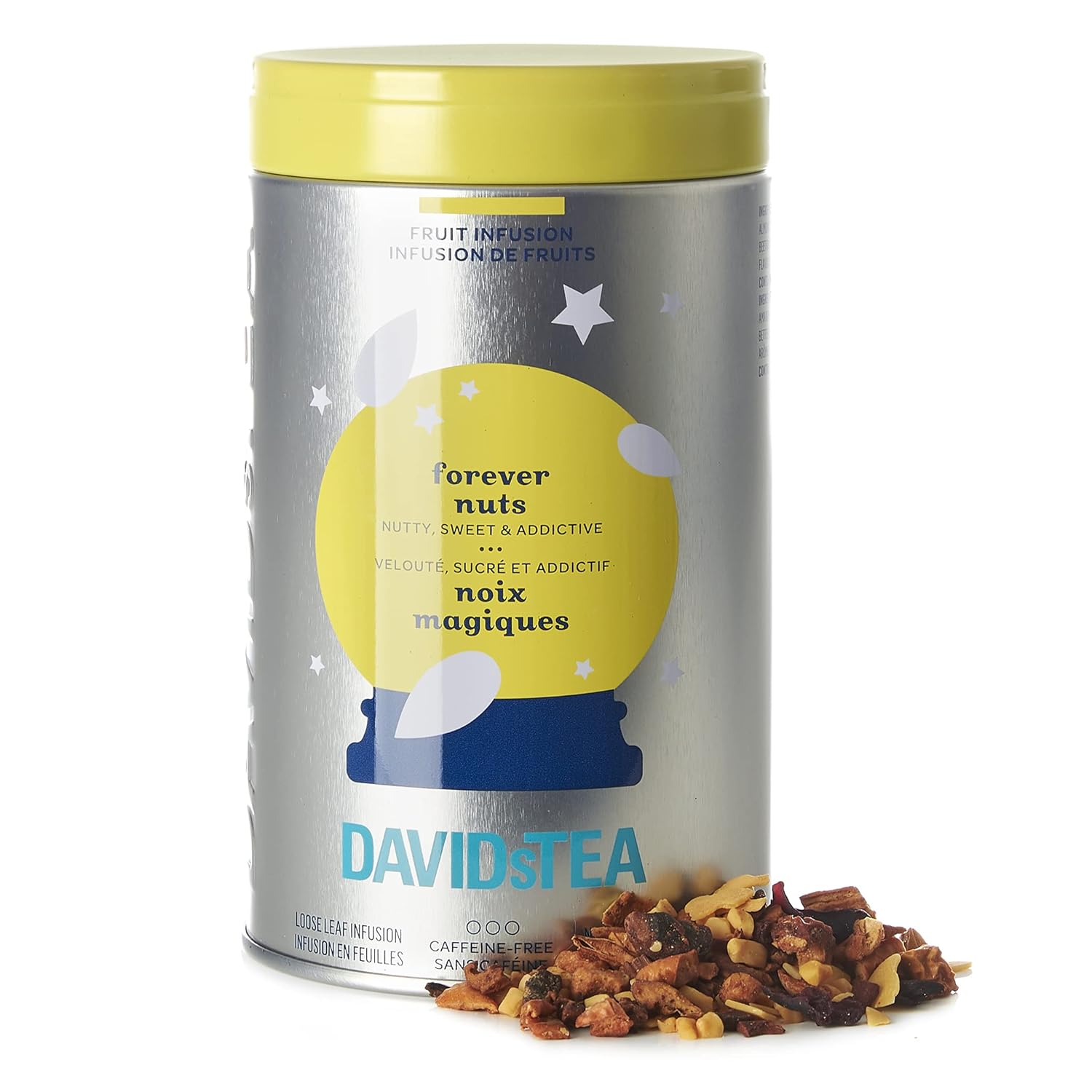 DAVIDsTEA Forever Nuts Spiced Loose Leaf Herbal Tea Iconic Tin, with Almonds, Apple, and Cinnamon, 101g / 3.6oz