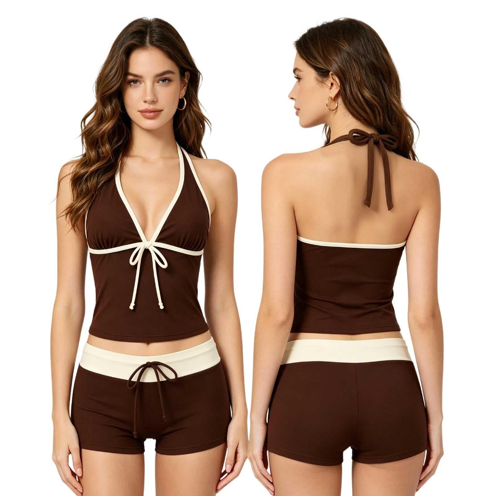 Bikini de lunares para mujer con cintura alta push up y pantalones cortos cómodos 5