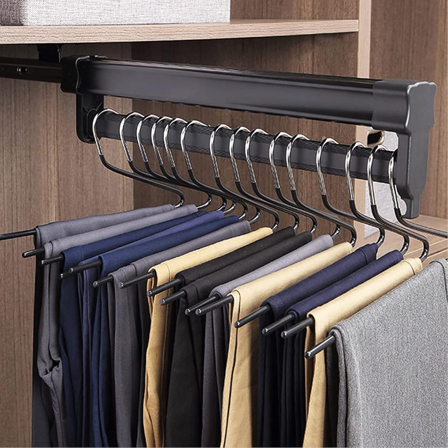 BHGFYXBS Heavy Duty Adjustable Drying Rack For Closet, Pull-Out Pants Organizer, Space-Saving Garment Hanging Solution,size_name-400MM/15.7INCH