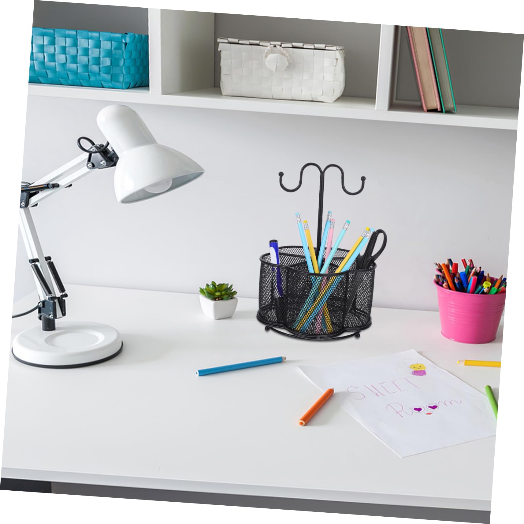 Porte-crayon Creux en Fer Noir, Pot à Crayon Bureau Rentrée Scolaire