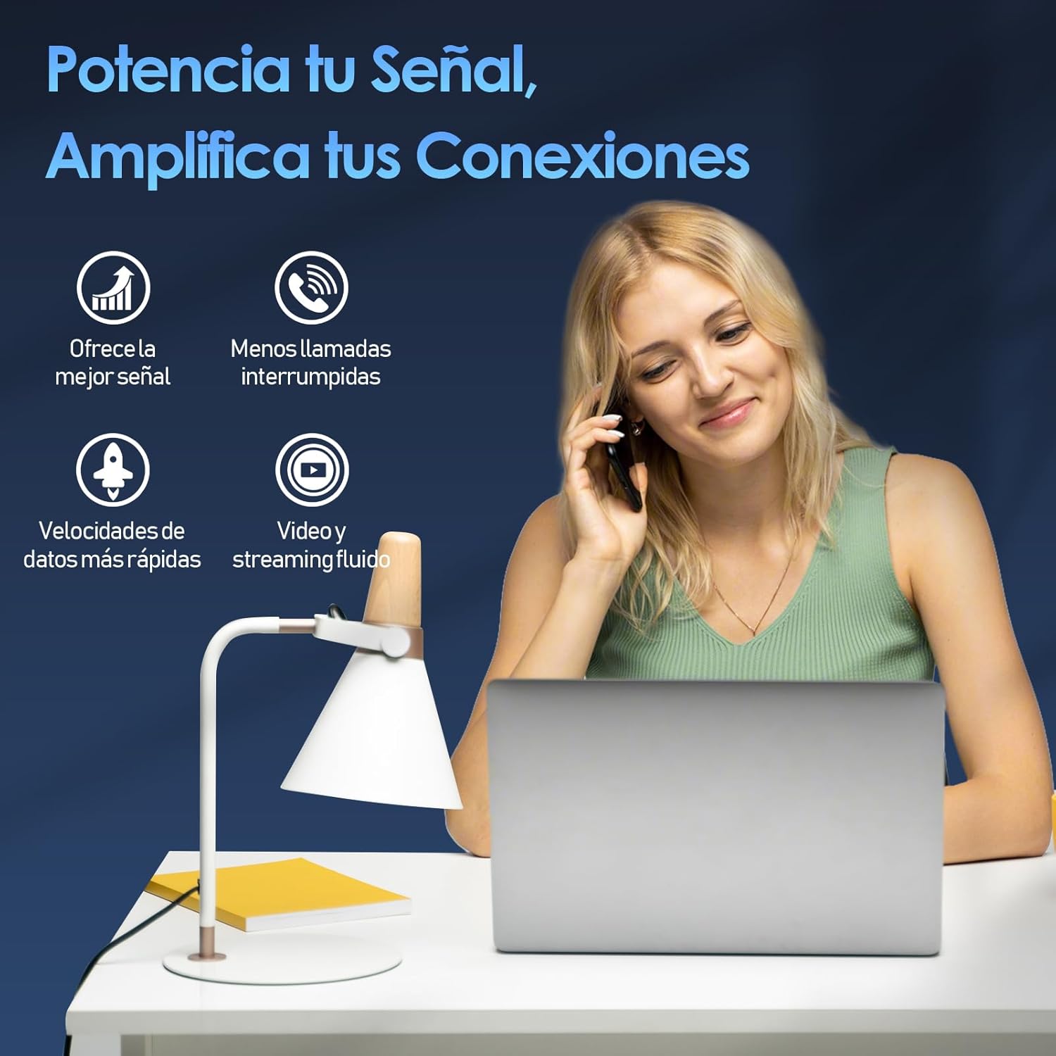 Cell Phone Signal Booster for Home, Cell Phone Booster, Cell Booster up to 2,000 sq.ft, Boosts 5G 4G LTE Data