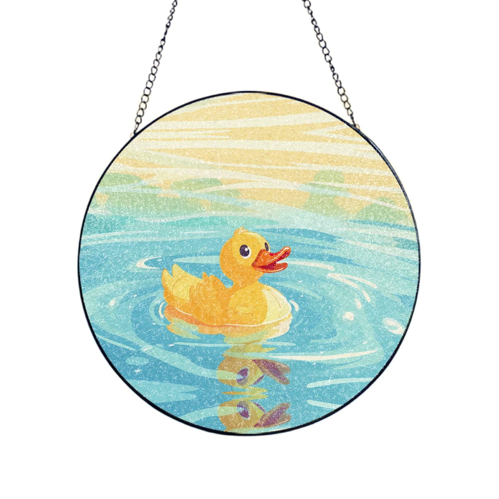 Phayah Quacking Duck Print Glass Window Hanging Sun Catchers Suncatcher Decor For Birthday For Home Garden Porch 8in（20cm）