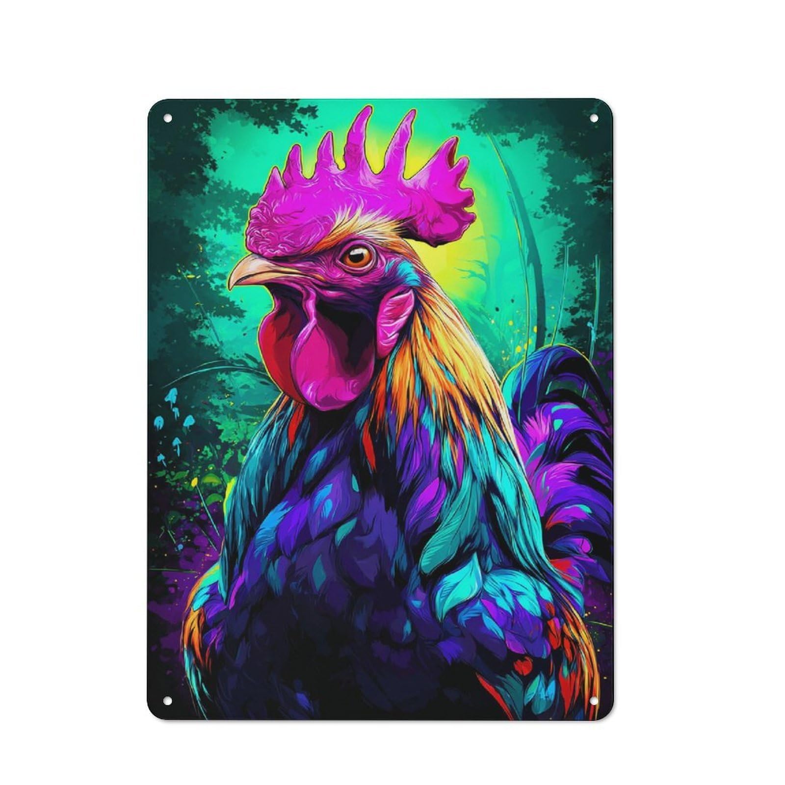 Junmoney Vibrant Rooster Portrait 40X30cm Vintage Tin Sign With For Hobby Room Or Studio, For Winter Interiors And Metal Sign Collectors