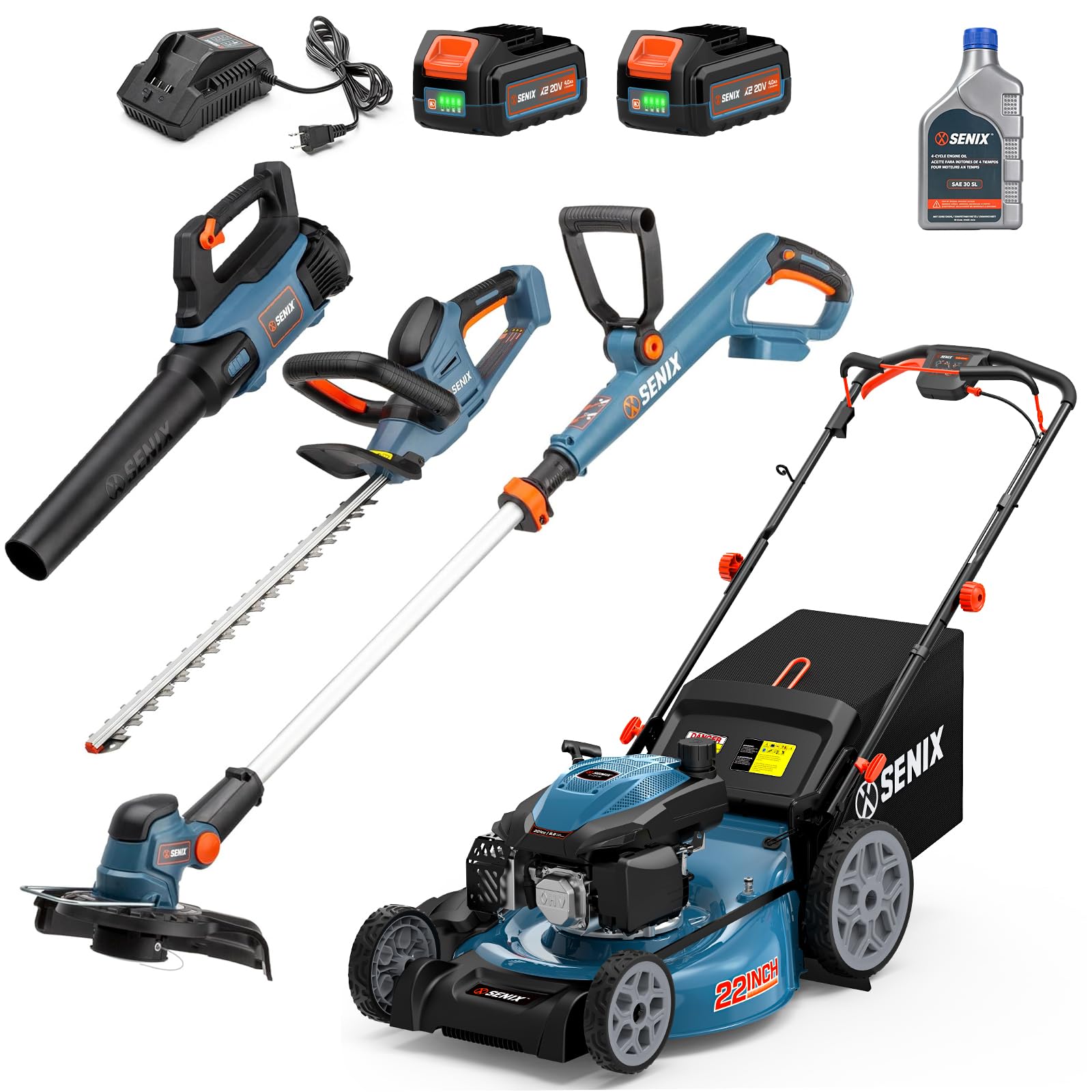 SENIX 201cc 22 inch Gas Lawn Mower Combo