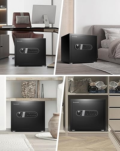 Miniatura 8 de Caja fuerte, caja fuerte para el hogar con bolsa impermeable ignífuga y llave, caja fuerte de dinero de 1.2 pies cúbicos para gabinete de oficina de