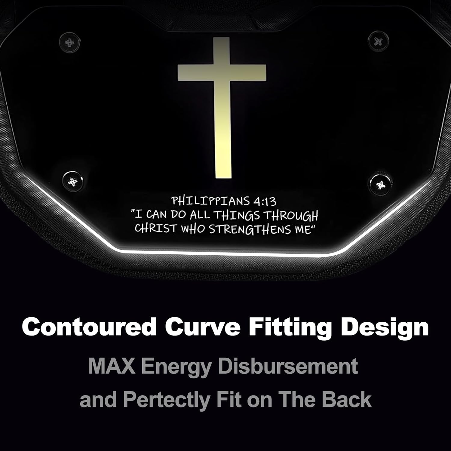 Football Back Plate，Shoulder Pads for Youth and Adult Football Players, Hard-Shell Lower Back Protection, high-Impact Protection, Philippians 4:13