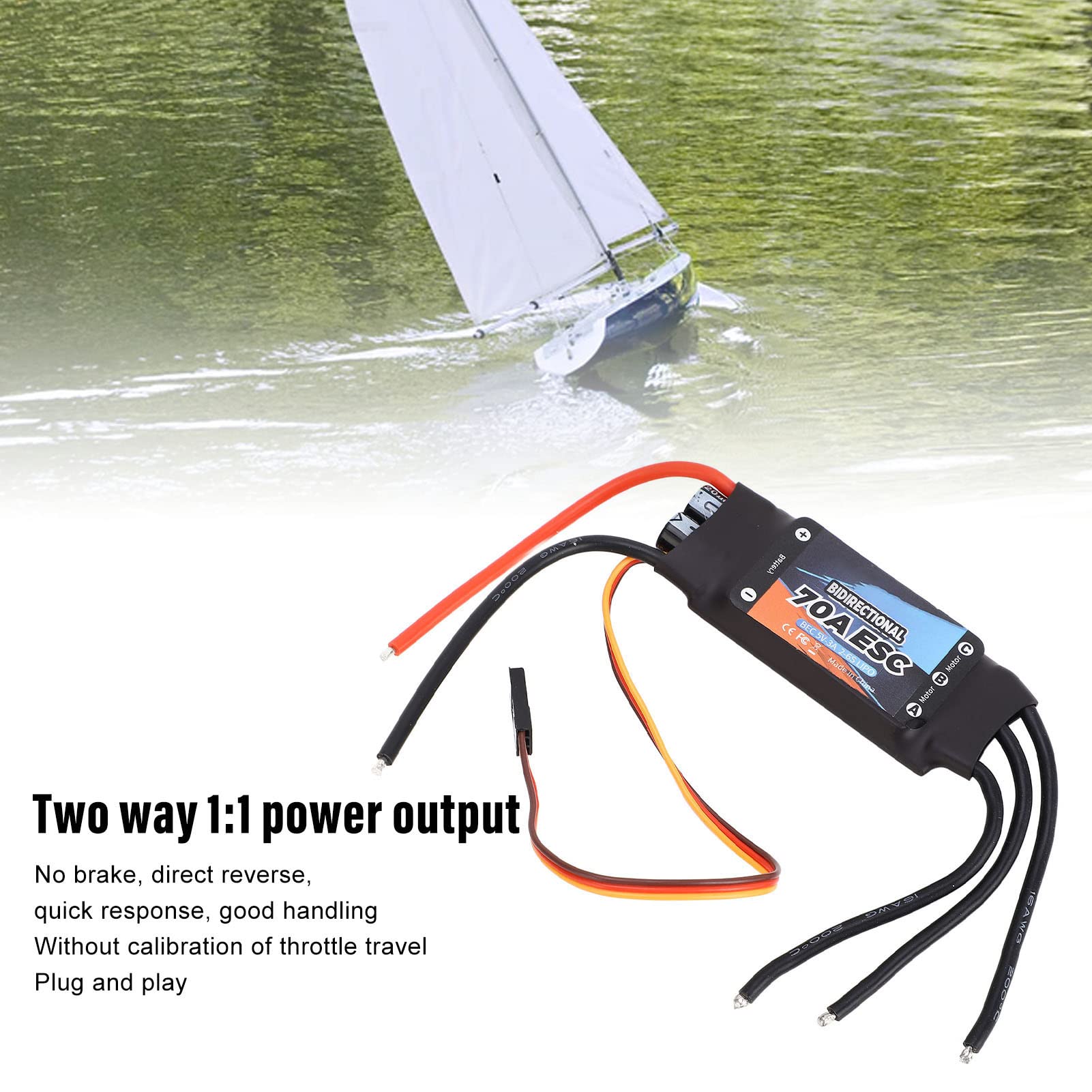 UPALDHOU 70A Bidirectional Brushless ESC, 2‑6S Electric Speed Controller, Multi-ESC for RC Car Boat Underwater Propeller - Image 2