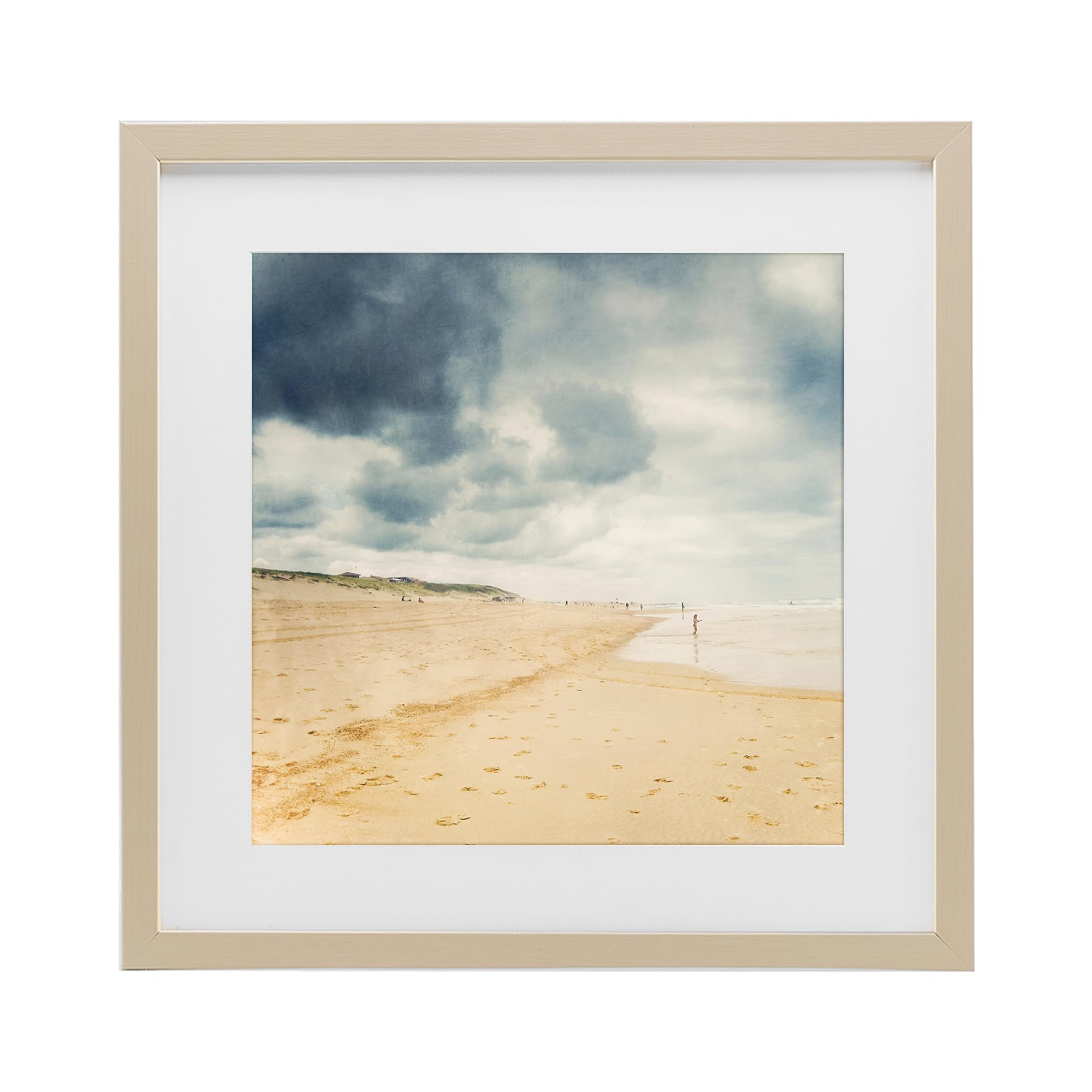 Stupell Industries Harvest Pine (Textured) 'Beach On A Cloudy Day', Framed Print Under Glass, Brown, 13 X 13 Inches, Easy To Hang And Sturdy, Made In Usa, By Dirk Wüstenhagen