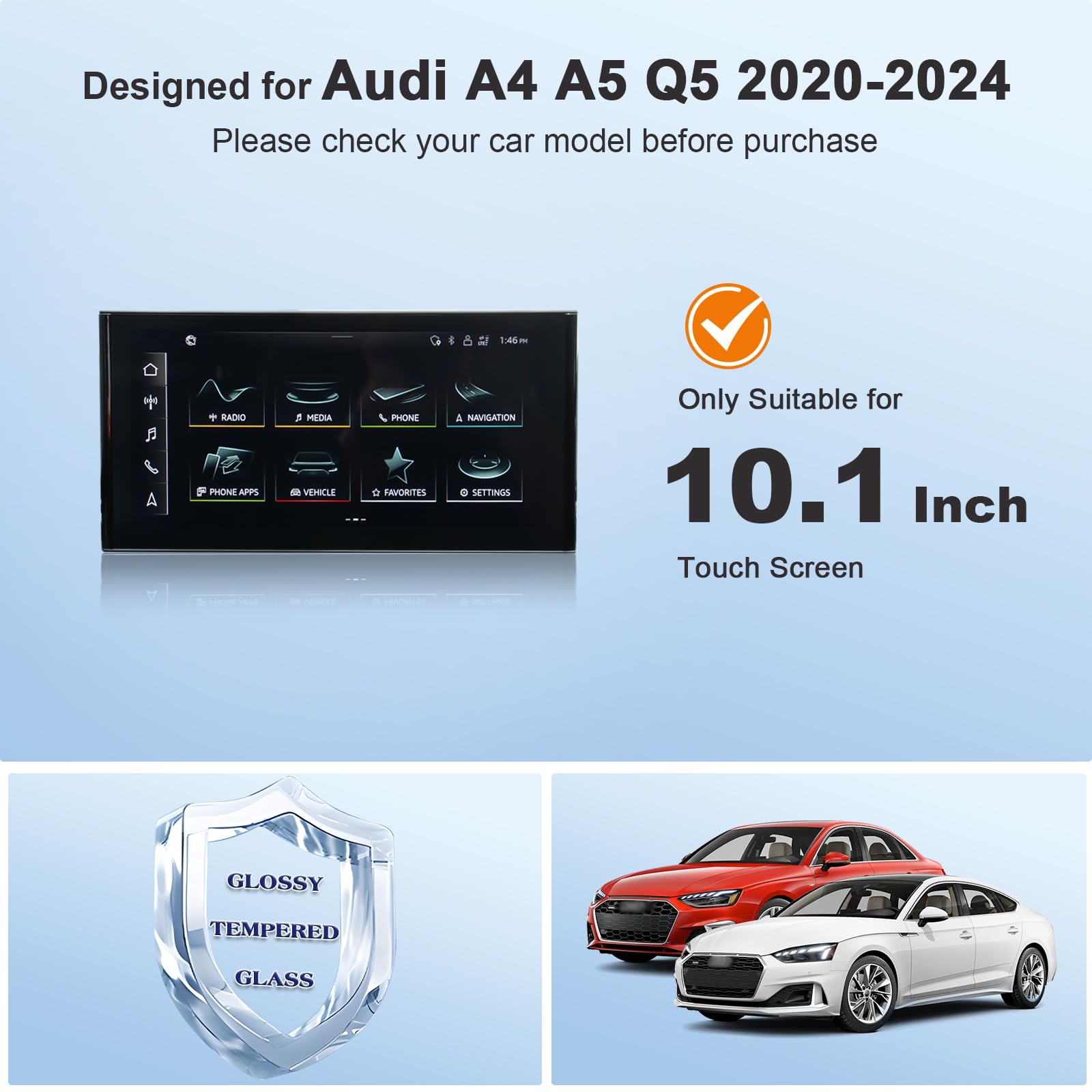 Pellicola Protettiva Vetro Temperato 9H Antigraffio HD Chiaro 10,1 Pollici MMI Touch Display Navigazione per Audi A4 B9 A5 F5 Q5 FY 2020-2025