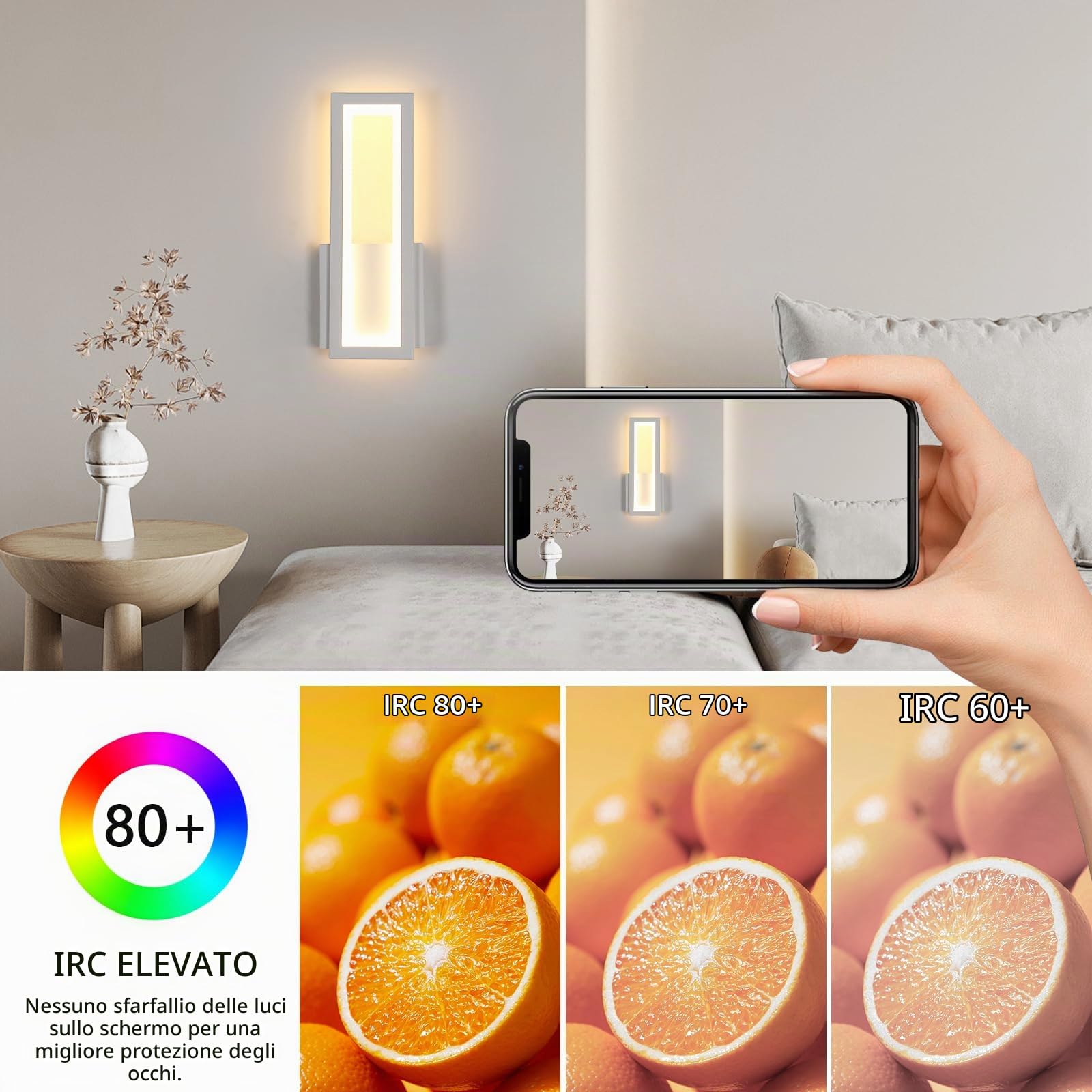 Osairous Applique da Parete Interno, 2 Pezzi 16W 1800LM 3000K Bianco 32CM | Lampada da Parete Moderno in Acrilico, Lampada a Muro Bianco Camera da Letto per Soggiorno Corridoio Studio Balcone