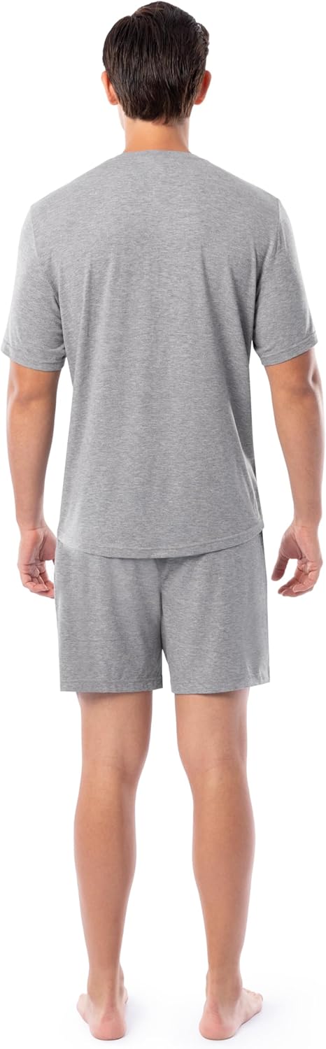 Fruit of the Loom mens 360 Stretch Short Sleeve V-neck Top and Short Sleep Pajama Set - Image 2