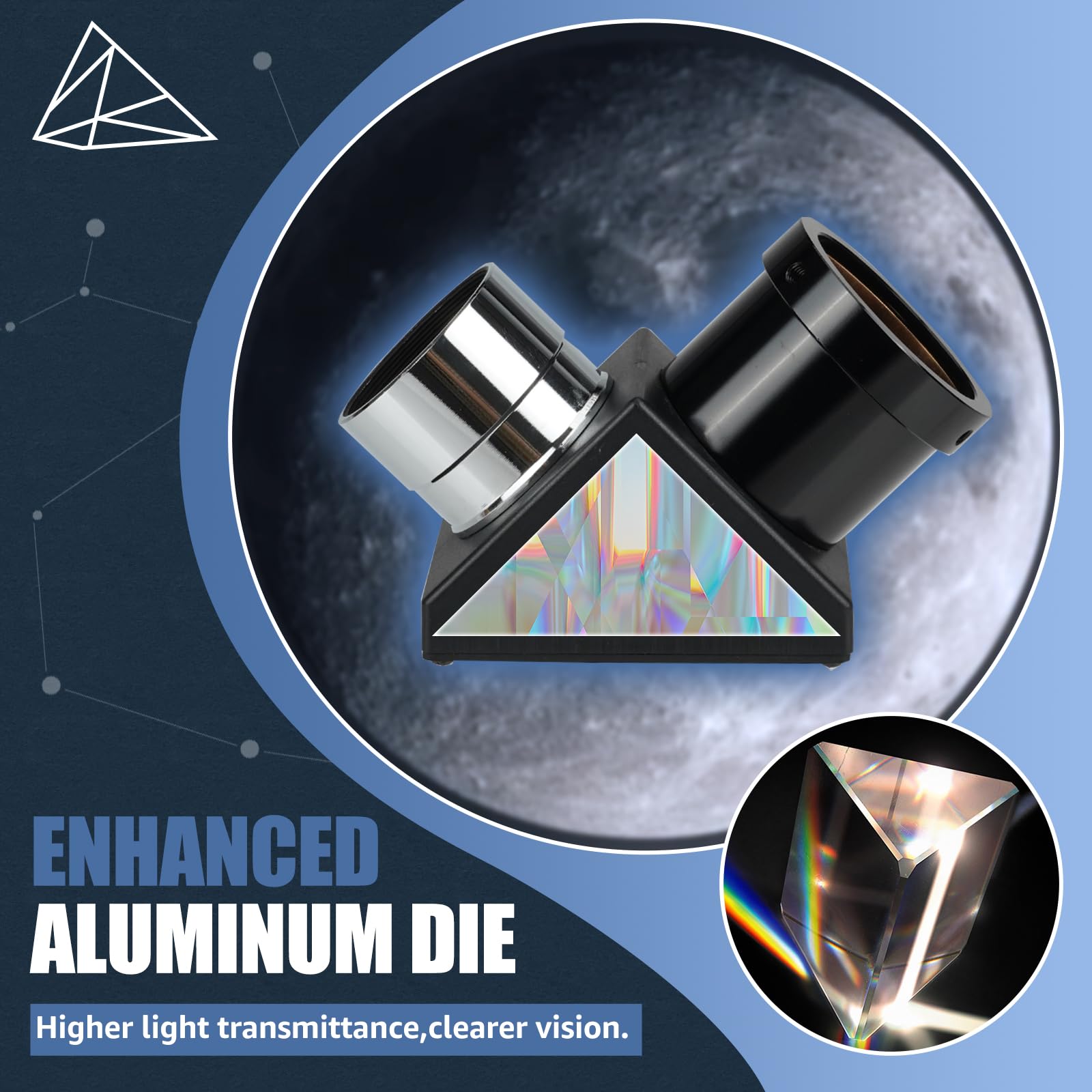 Svbony SV221 Specchio Diagonale, Adattatore Diagonale da 1,25pollici a 90 Gradi con Anello di Pressione in Ottone Accessori per Oculare Telescopio in Alluminio per Osservazioni Astronomiche da Terra