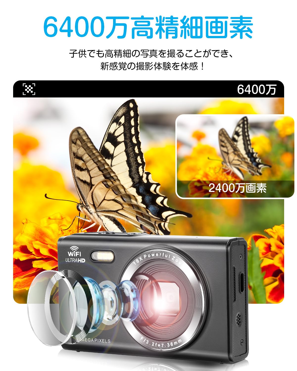 Amazon.co.jp: LAMA デジタルカメラ 4kデジカメ WIFI対応 6400万高画素