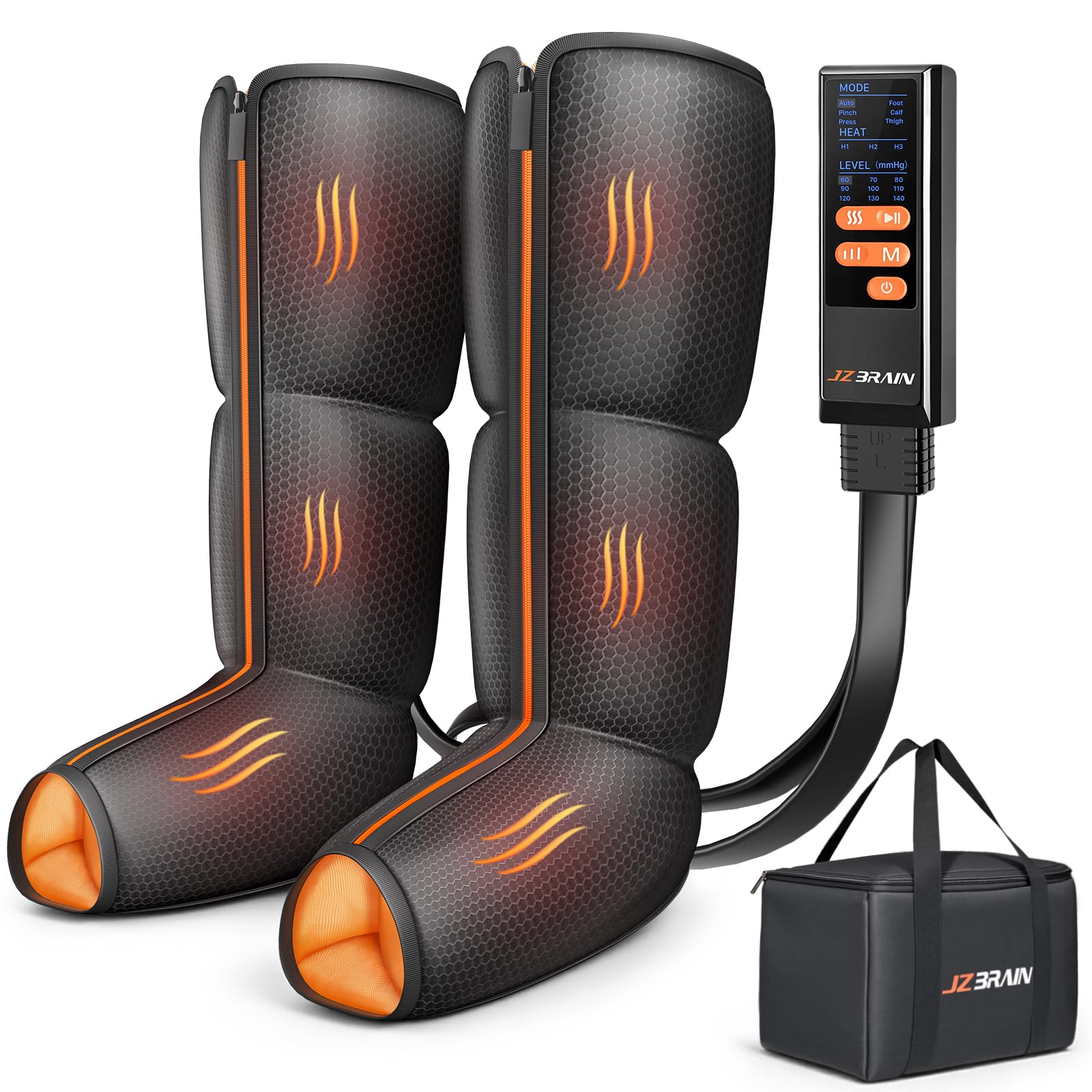 Photo 1 of JZBRAIN Leg Massager with Heat and Compression : Foot and Calf Massager for Circulation and Pain Relief, Sequential Compression Boots with 6 Modes, 9 Intensity, 3 Heat