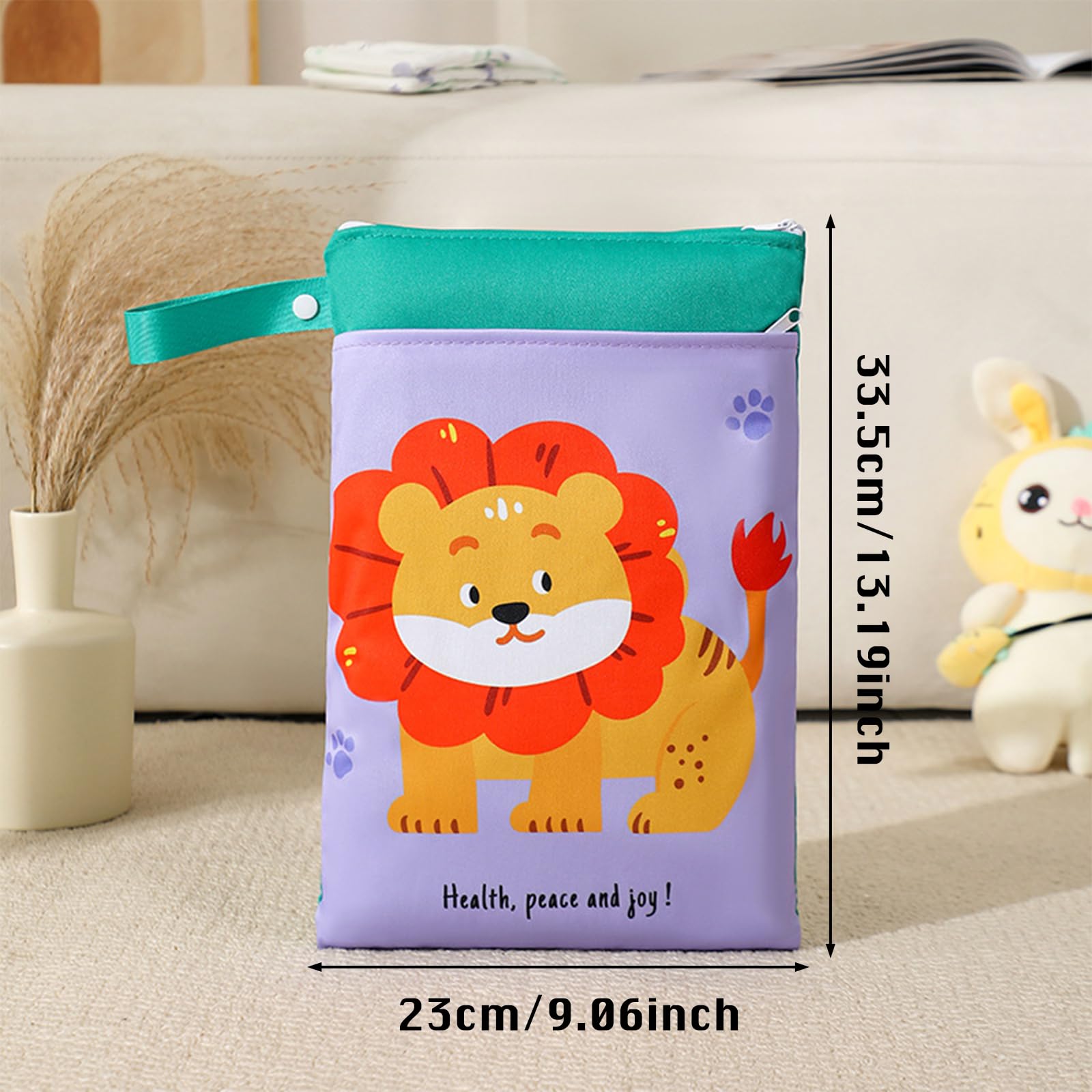 Borsa Porta Pannolini Impermeabile 2 Pezzi, Sacca Salviette Wet Bag con Zip, Animali Cartoni Animati, 2 Scomparti Viaggio Passeggino Spiaggia Piscina