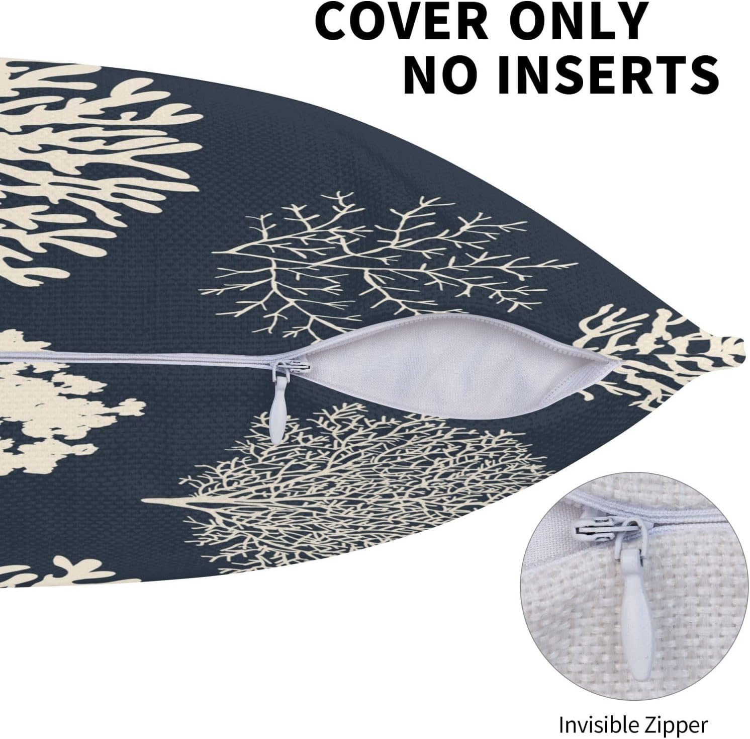 Coastal Corals Pillow Covers 18x18 Set of 2 Beach Sea Ocean Decorative Throw Pillow Cover Nautical Square Pillowcases Cushion Covers for Couch Bed Sofa Decor - Image 4