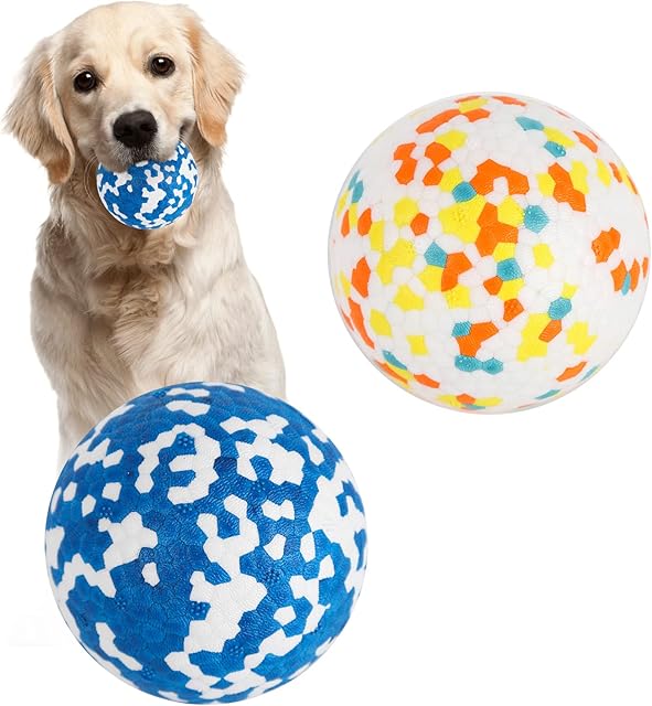2 Pack Dog Ball Toys,Indestructible Dog Toys Balls,High Bounce Rubber Dog Balls,Durable Solid Interactive Ball,Resistant Teeth Training Dog Toys,for Small Medium Large Dog Puppy Water Jump Fetch Play