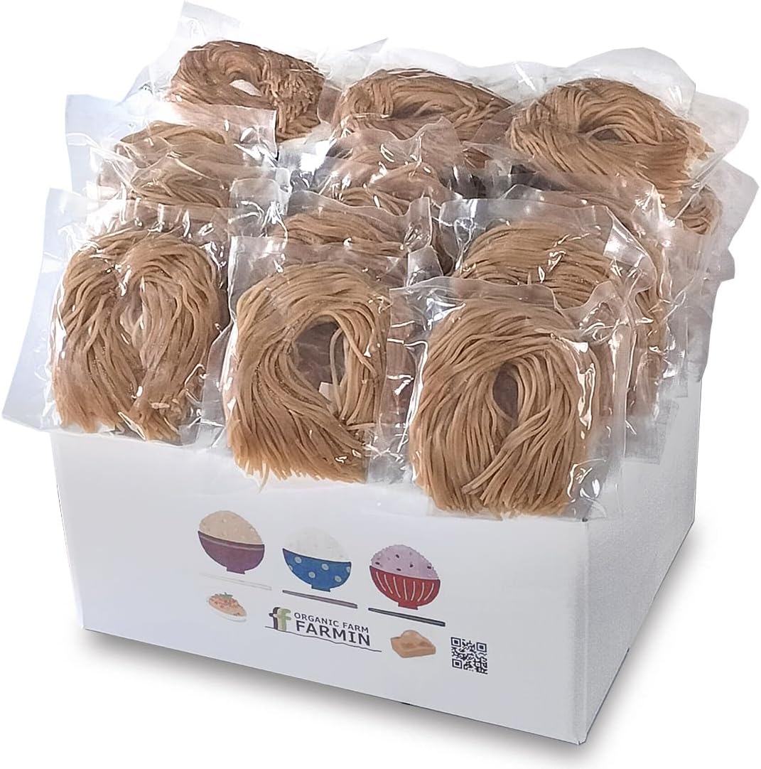 有機農園ファーミン ササニシキの玄米麺（細麺） 農薬・化学肥料不使用栽培の原材料使用 100g×30袋 グルテンフリー