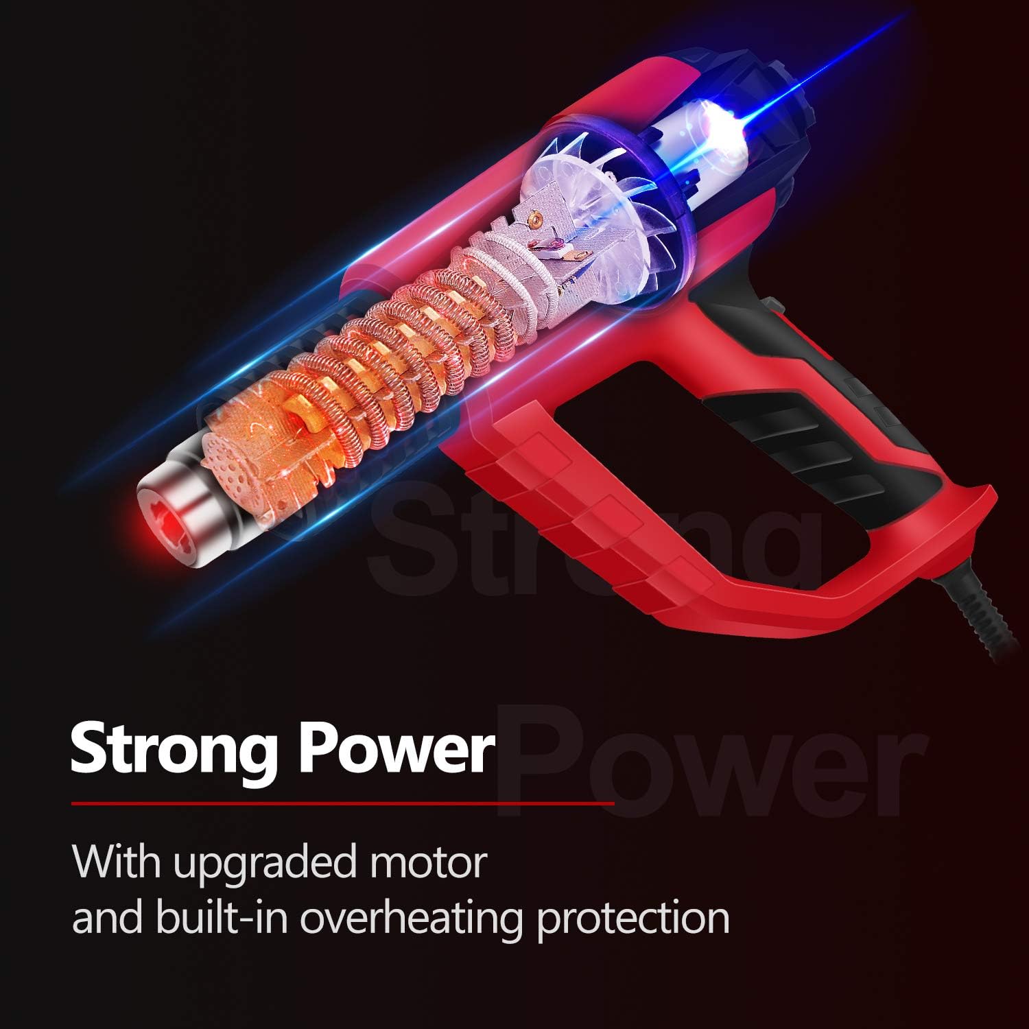 AVID POWER 1500W Heat Gun with Variable Speed, Hot Air Gun 122℉-1022℉, 3-Temp Settings, Five Nozzle Attachments for Crafts, Tube Bending, Stripping Paint