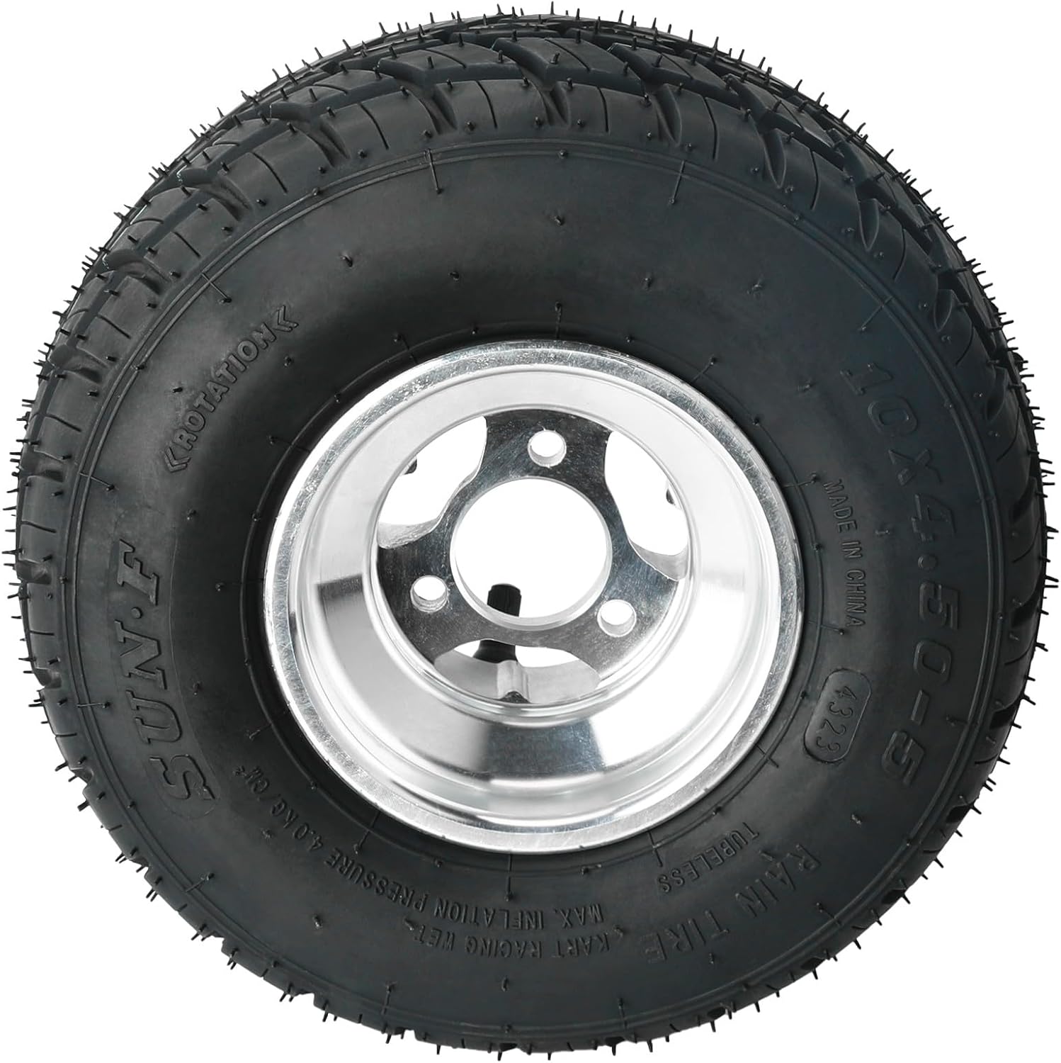 10x4.50-5 Go Kart Tire and Rim 10x4.50x5 5 Inch Go Kart Front Wheel and 𝐑𝐚𝐢𝐧 Tire for Racing Karting 4 Wheelers Drift Trike Golf Cart Quad Buggy Lawn Mower Tricycle Motorcycle Mini Bike (2 Pack)