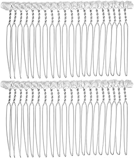 Long 20 Teeth Ribbon-wrapped Metal Comb White French Vintage Style Hair Clips Pins Accessories Supplies 8cm x 4.5cm Perfect For Holding Any Long Wedding Veils In Place