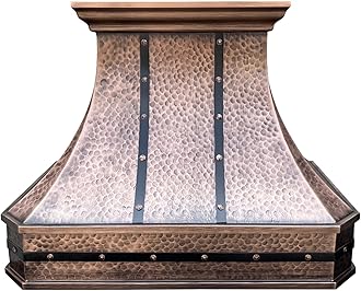 SINDA 42"W x 39"H Wall Mount Hammered Copper Range Hood, SUS304 Vent with Professional Liner and Internal Motor, Light Hammered-Antique Copper, H3STRLCW4239