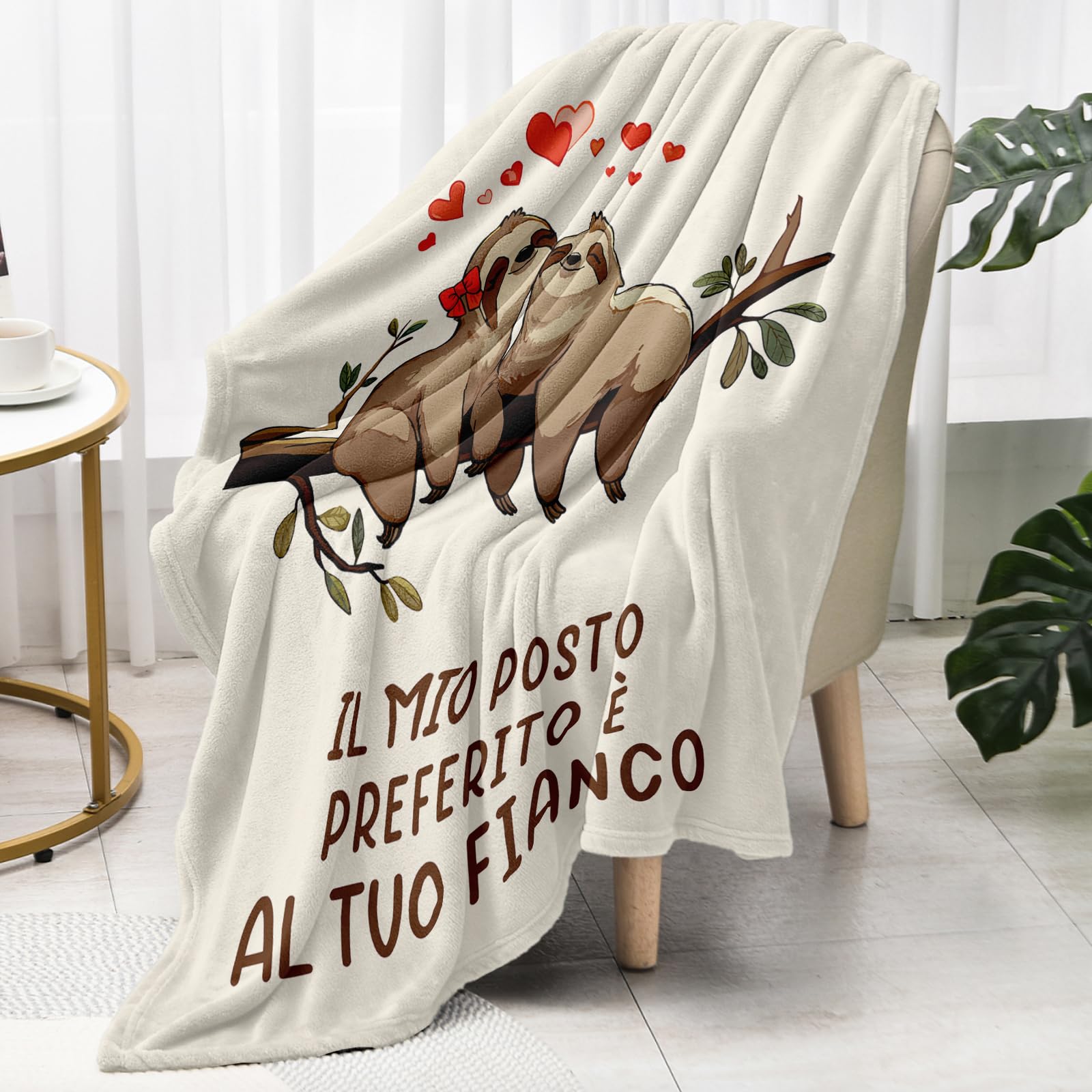 Regalo Fidanzato Fidanzata Moglie, Regalo Anniversario per Lei Lui, Romantico Regali di Coppia San Valentino Natale Compleanno, Regalo Matrimonio Fidanzamento, Ti Amo Coperta Bradipo 157x132CM