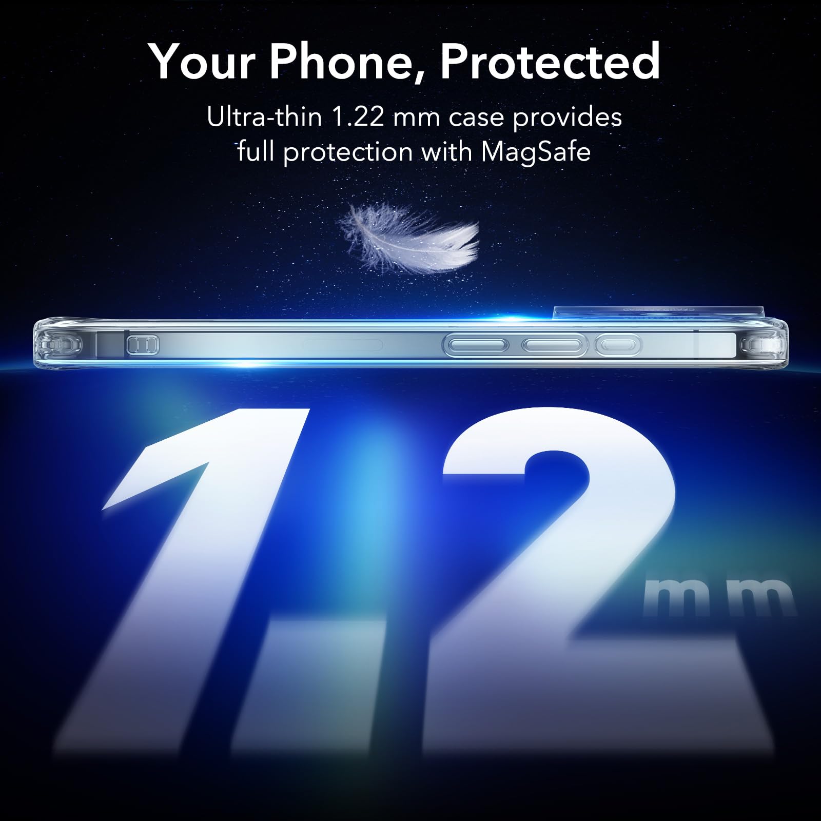 ESR Custodia per iPhone 15 Pro Max, Compatibile con MagSafe, Protezione di livello militare, Resistente all'ingiallimento e ai graffi, Custodia magnetica per iPhone 15 Pro Max, Serie Zero, Trasparente