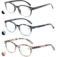 MODFANS Reading Glasses 3.0 Women 3 Pack Spring Hinge Fashion Round Stylish for Reading with Pouch