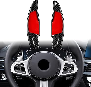 T-carbon Carbon Fiber Paddle Shifter Extension Compatible with BMW 3 4 5 6GT 7 8 G10 G12 G30 G38, X3 X4 X5 X6 X7 M5 M8 Z4, Steering Wheel Shift Paddle Extended Shifter Trim Cover, Black