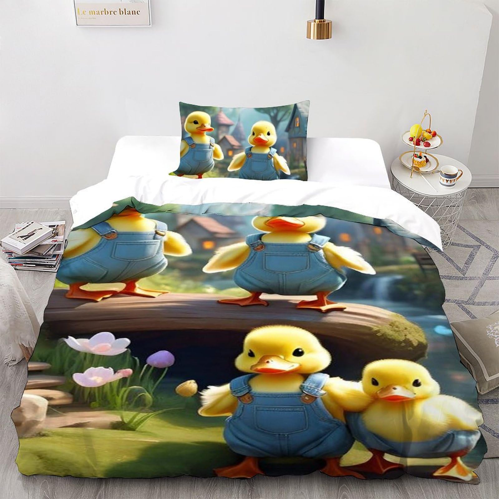 Housse de couette single canard jaune 135x200cm, le cadeau parfait pour un anniversaire
