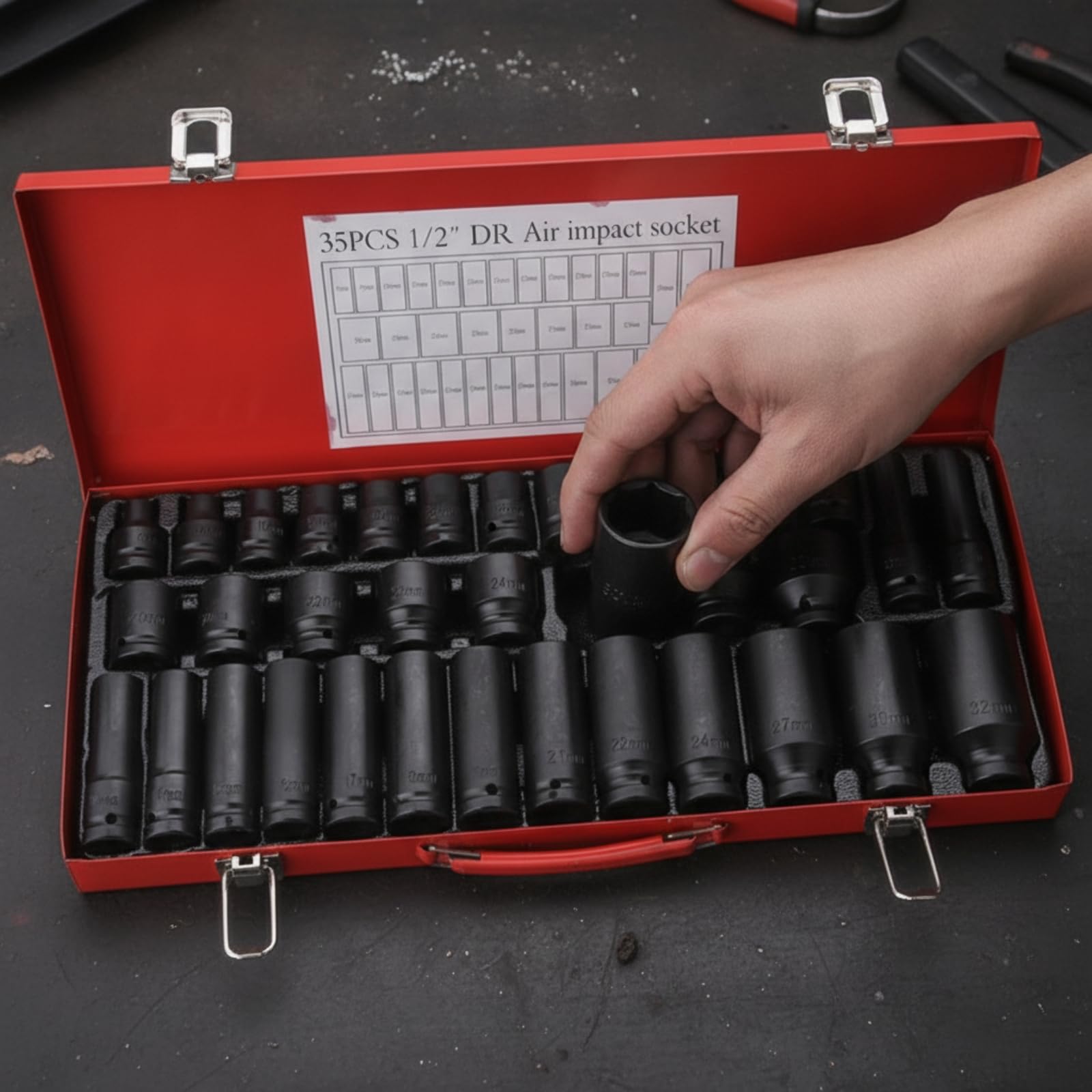 Chiave a Bussola Pneumatica Set Bussola Impatto Esagonale Corpo Cilindrico Corto E Lungo Compatibile con Chiavi a Urto Finitura Nera Resistente Adatto per Garage Professionale Servizio