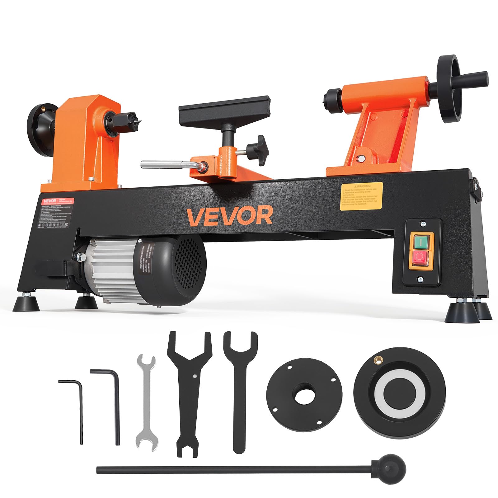 VEVOR Tornio per Legno da Banco 375 W 254 x 465 mm 5 Velocità Regolabili