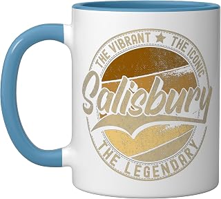 Salisbury NC | North Carolina | Vintage Distressed Ceramic Mug, Blue/White