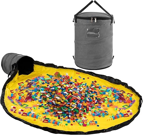 Organizador de almacenamiento de juguetes y tapete de juego para niños, caja de juguetes plegable para habitaciones, cesta de almacenamiento de