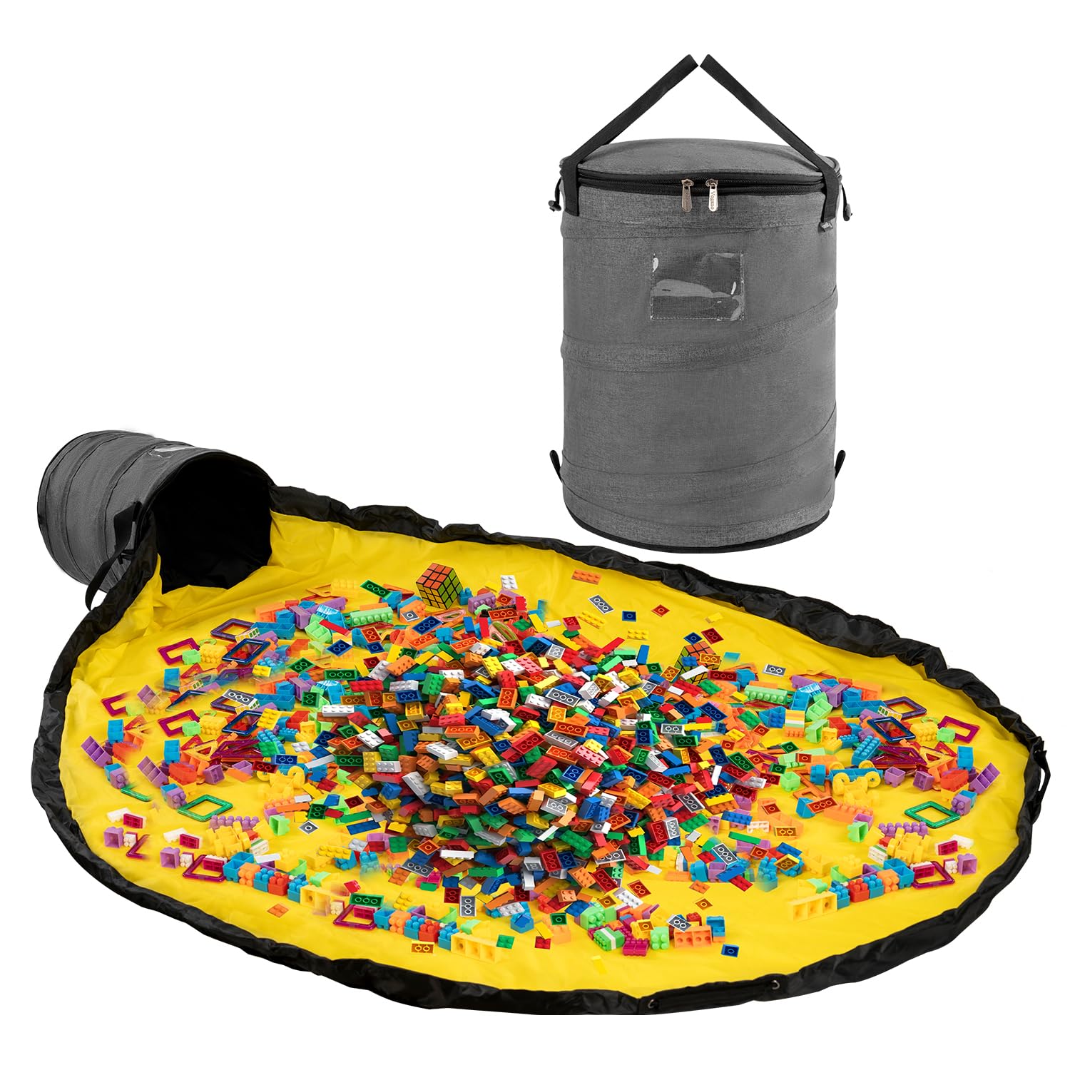 Toy Storage Organizer & Play Mat for Kids Bin Toys Box Boys Girls Playroom Holders Rooms (grey)