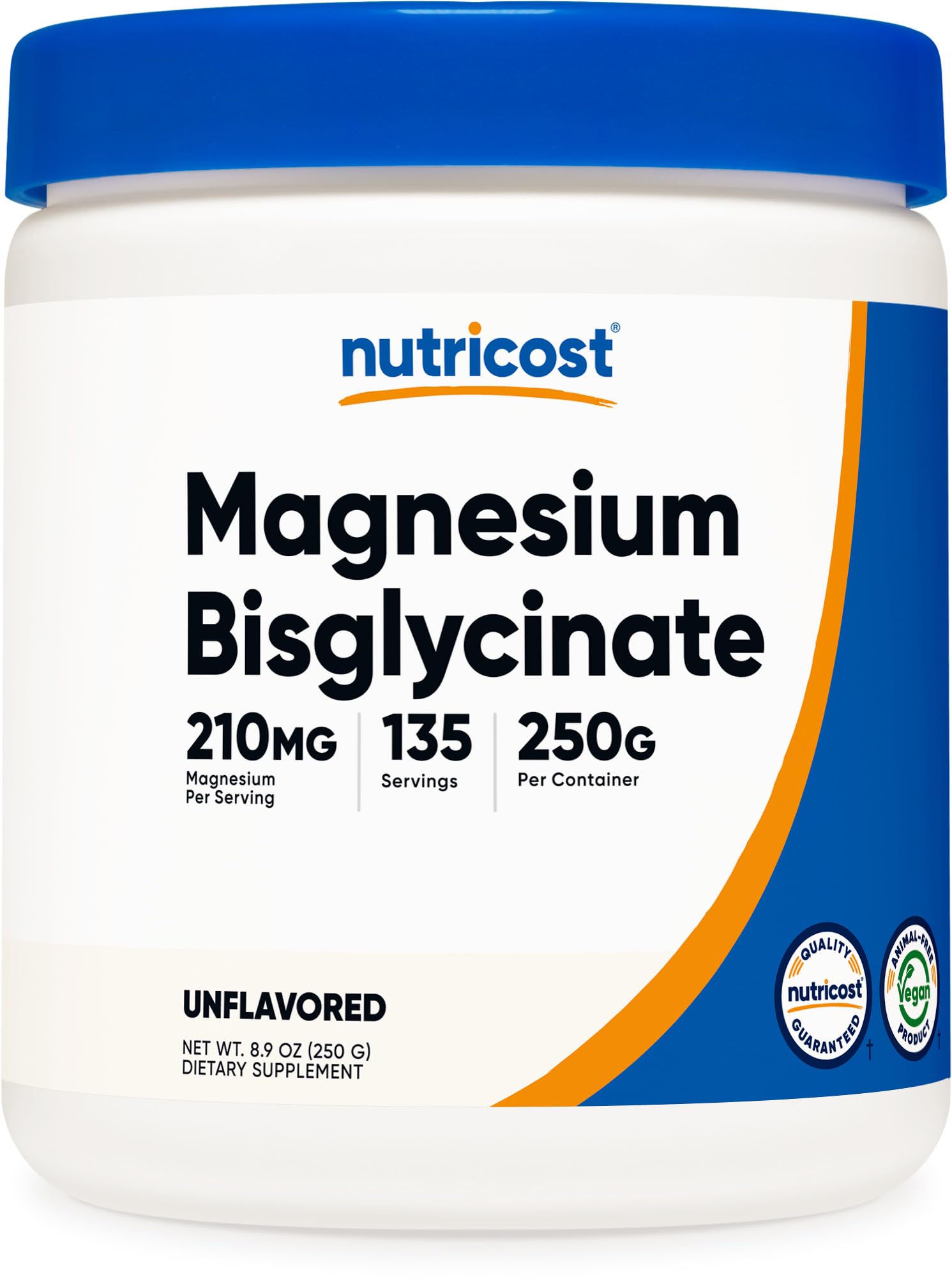 Nutricost Magnesium Bisglycinate Powder (Unflavored, 250 Grams) - Non-GMO, Vegan Supplement
