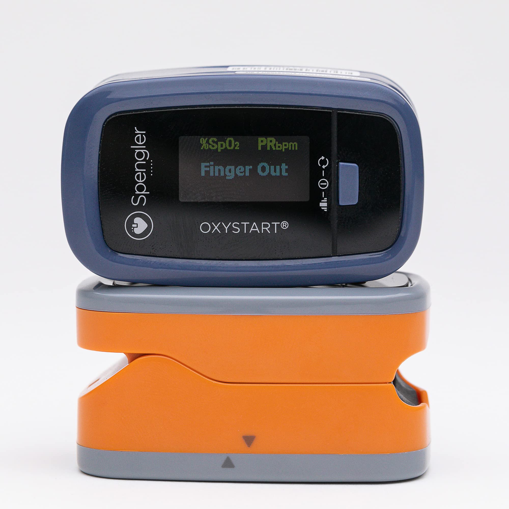 Oxymètre de doigt SPENGLER Oxystart, Oxymètre de pouls professionnel Portable, Mesure de l'Oxygénation, Facile à Utiliser, Fiable et Précis, Compact et Léger (Orange)